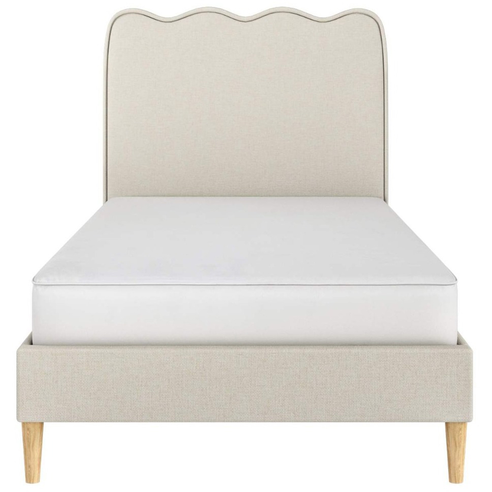 Flair Ellis Single Beige Woven Fabric Cloud Headboard Bed Image 3