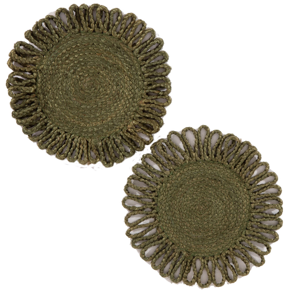 Thames Olive Green Jute Placemat Set of 2 Image 1