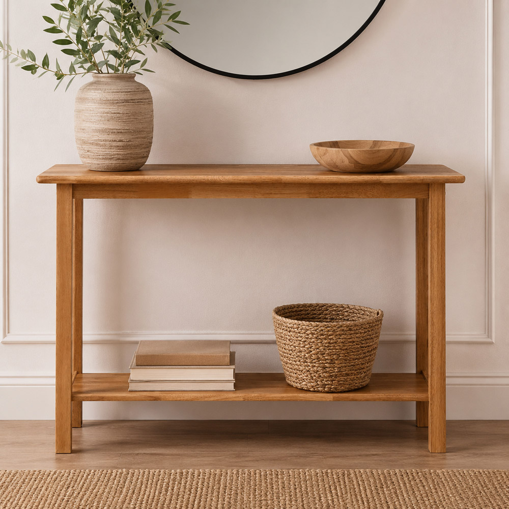 Premier Housewares Natural Wooden Rectangular Console Table Image 3