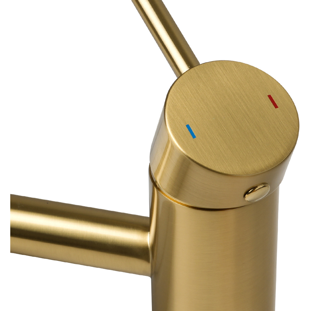 Go Bathrooms Gold Swivel Handle Basin Mixer Tap with Click Waste Image 3