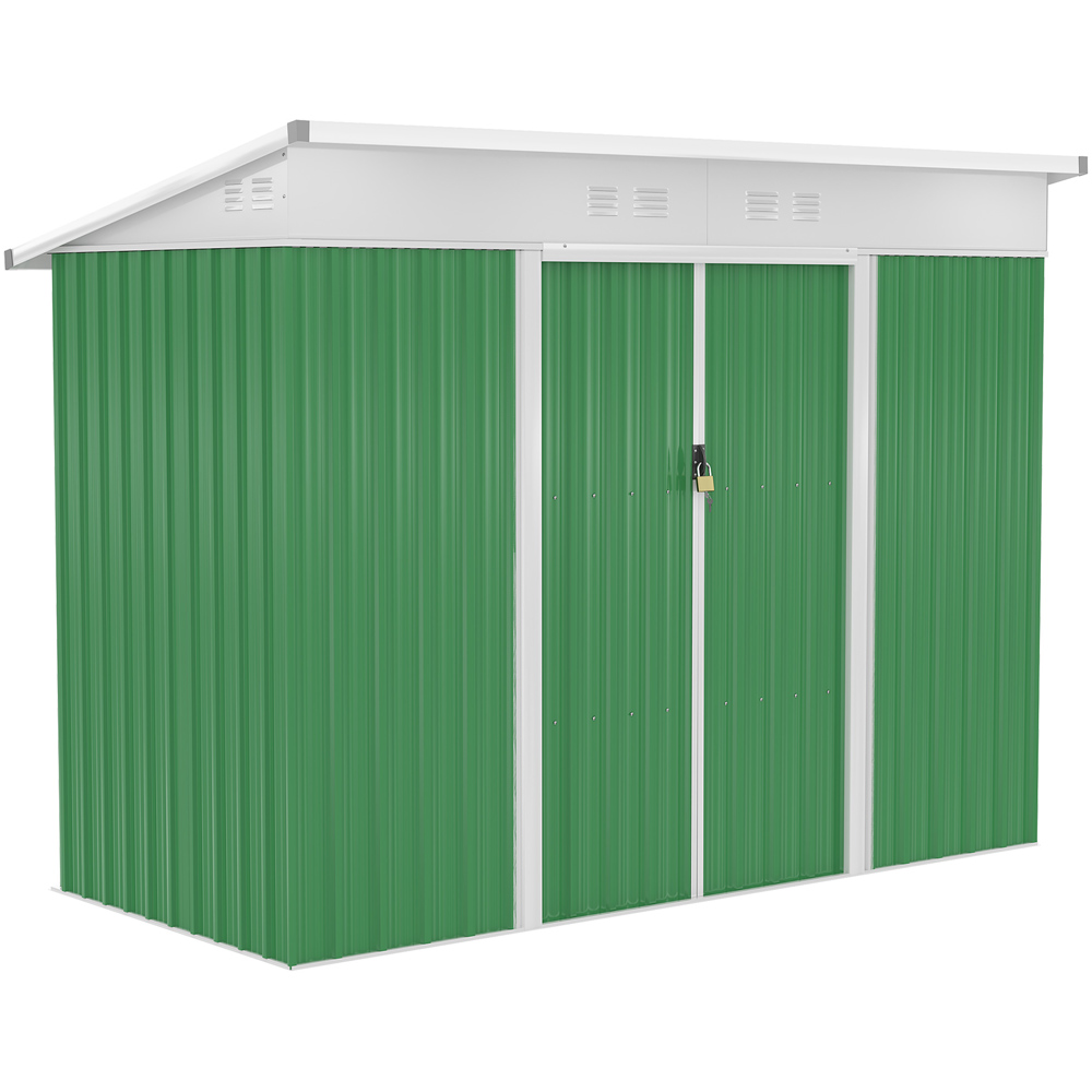 Outsunny 7.6 x 4.3ft Green Garden Metal Shed Image 1