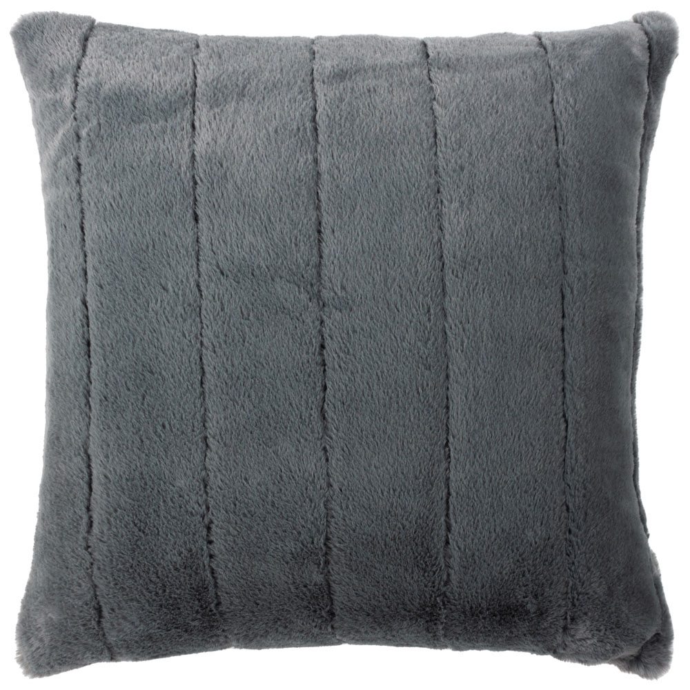 Paoletti Empress Charcoal Faux Fur Cushion Image 1