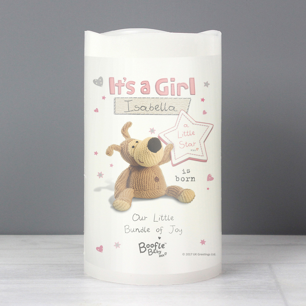 Personalised Memento Boofle Its A Girl Nightlight LED Candle Image 3