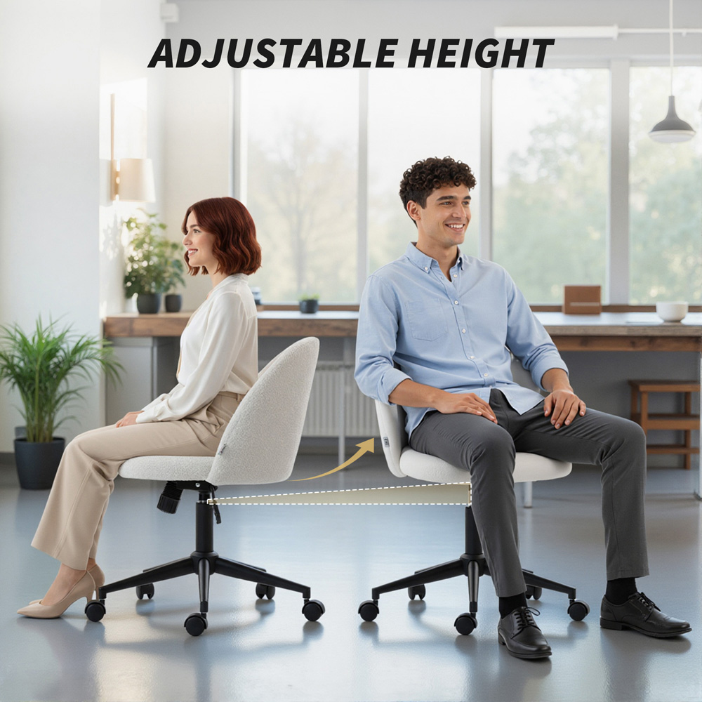 Portland Cream Teddy Fleece Height Adjustable Swivel Office Chair Image 6