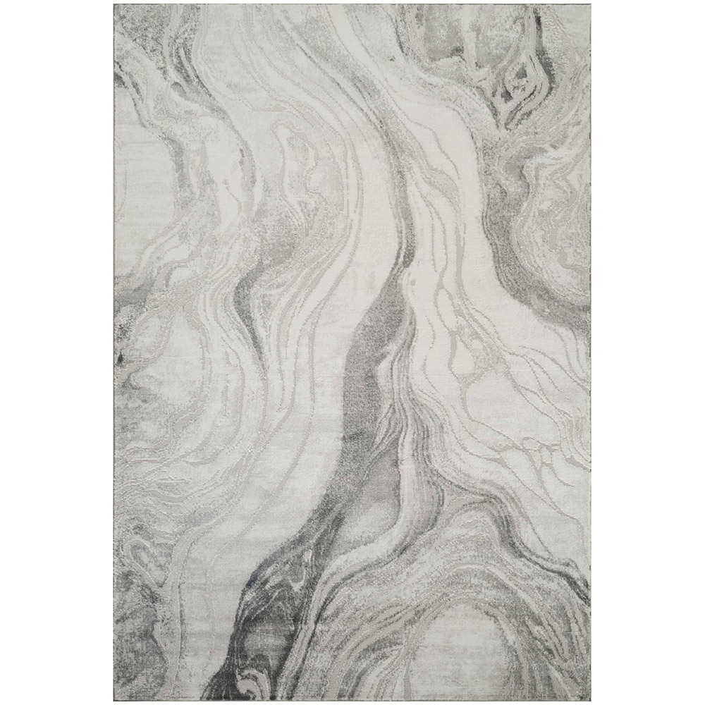Desire Rugs Novu Stream Grey Modern Abstract Metallic Sheen Rug 160 x 230cm Image 1