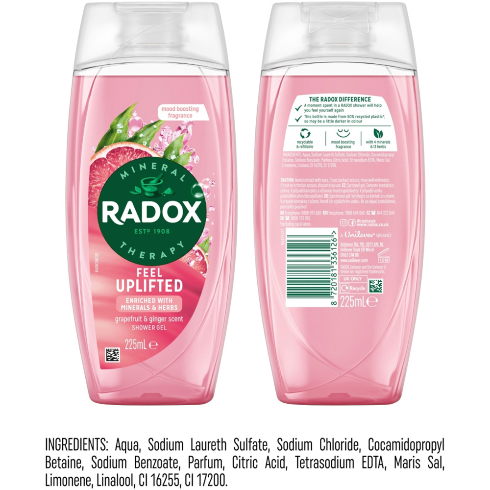 Radox Feel Uplifted Grapefruit and Ginger Scent Shower Gel 225ml 6 Pack Image 9