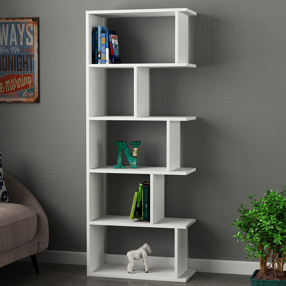 Tapi 5 Shelf White Bookcase Image 1
