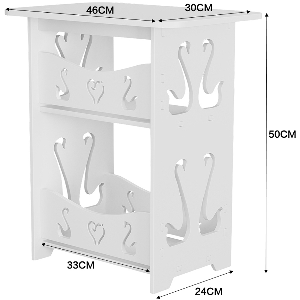 Living and Home 3 Shelf White Wooden Side Table Image 7