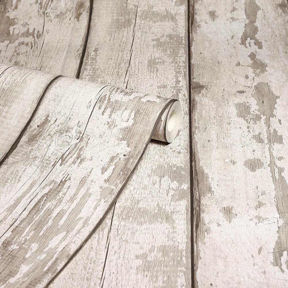 Arthouse Washed Wood White Wallpaper Image 2