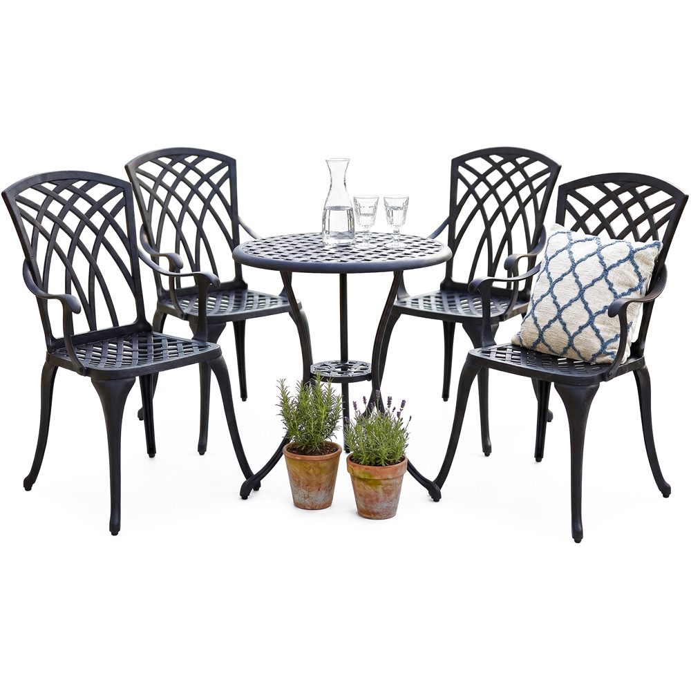 Centurion Oshowa 4 Seater Black Cast Aluminium Garden Bistro Set Image 2