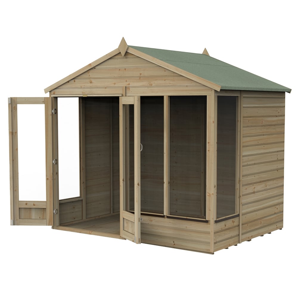 Forest Garden 8 x 6ft Beckwood Double Door 4 Window Apex Summerhouse Image 1