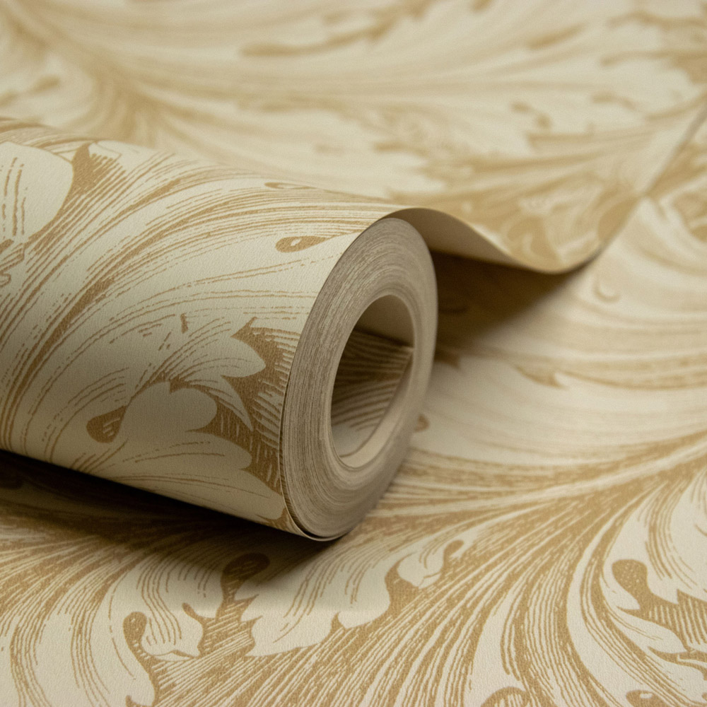 Grandeco Rossetti Acanthus Leaves Scroll Gold Wallpaper Image 2