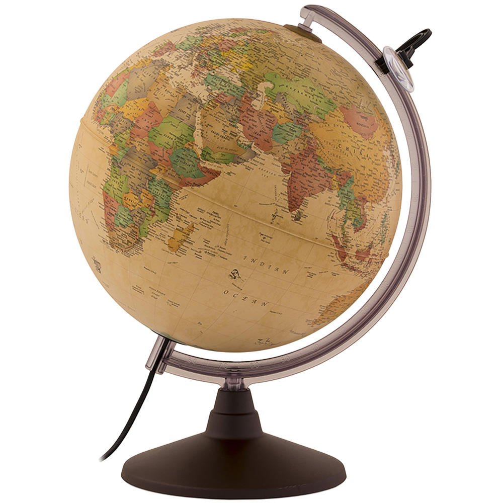 Nova Rico Marco Polo Antique Style Illuminated Globe with Magnifying Glass 30cm Image 1