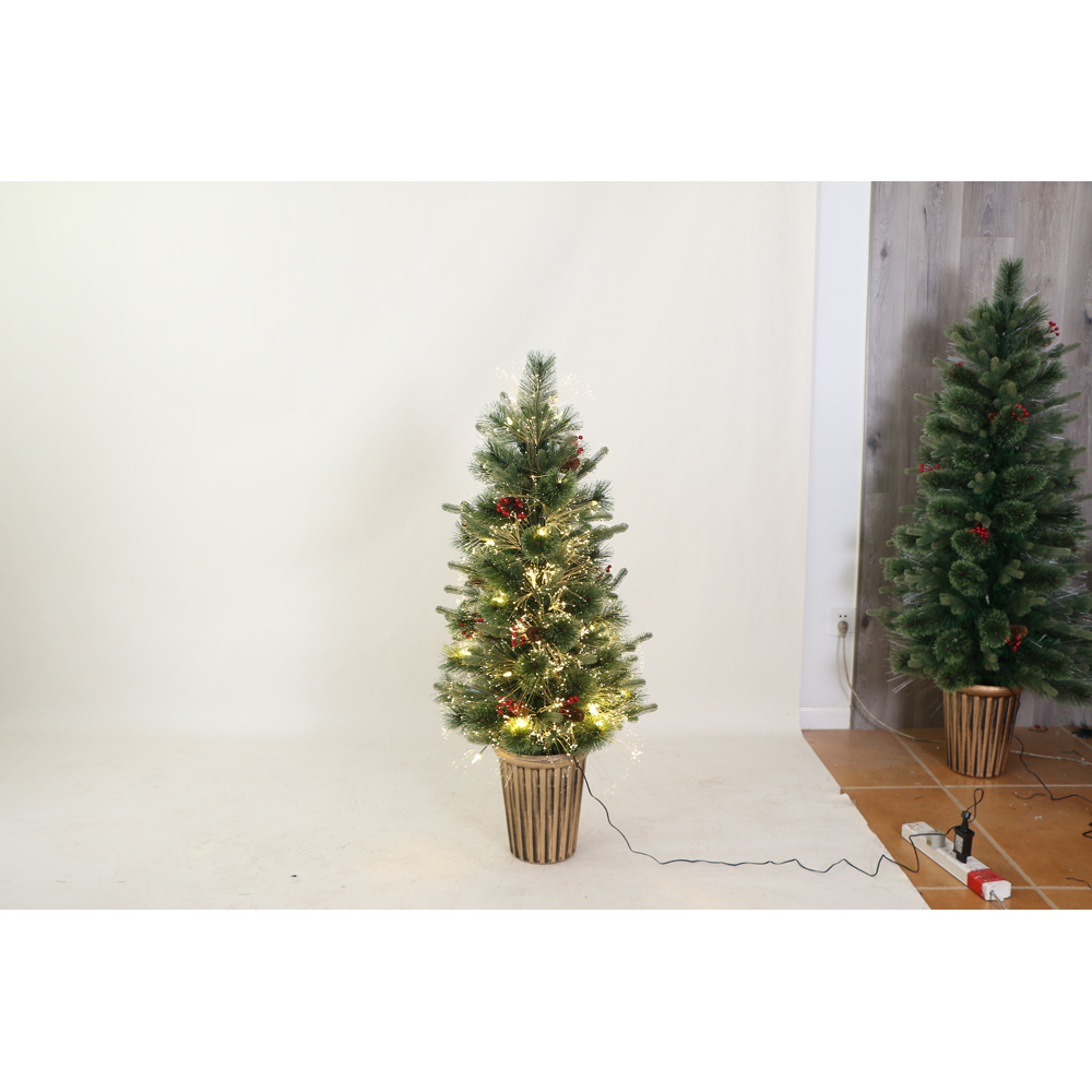 Festive Warm White LED Fibre Optic Berwick Artificial Pine Tree in Pot 120cm Image 2