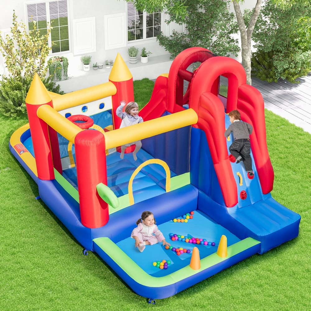 Costway 9 in 1 Inflatable Bounce Castle with Waterslide Image 2