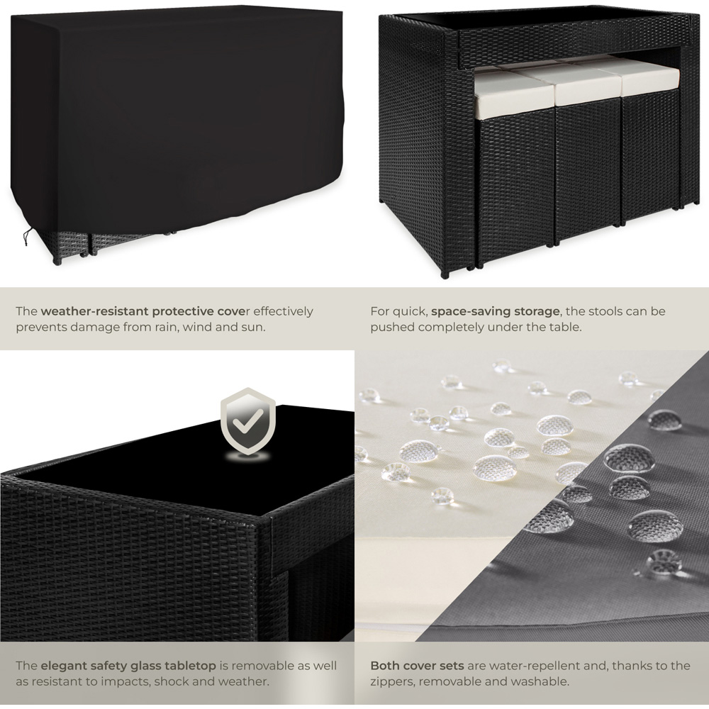 tectake Ibiza Black Garden 6 Seater Table and Chairs with Cover Image 6