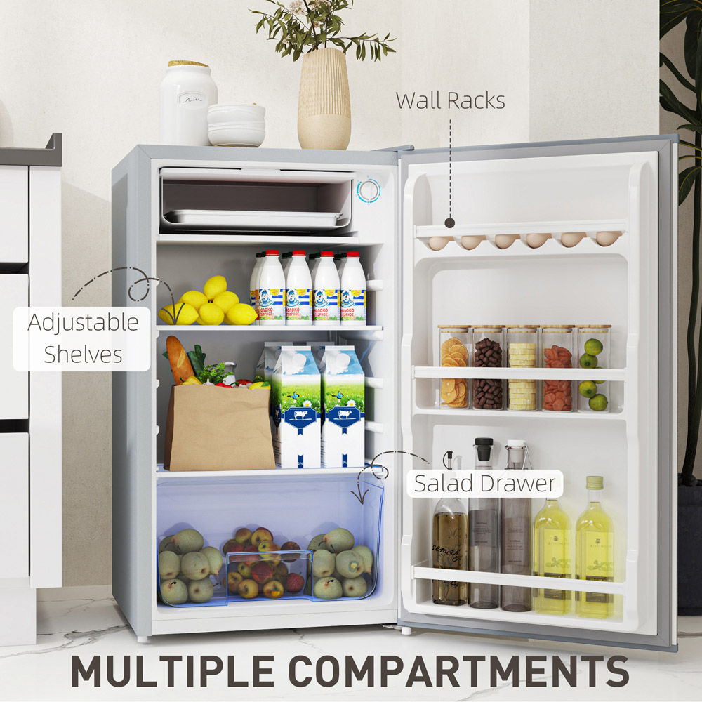HOMCOM 800-129V73GY Grey 91L Freestanding Under Counter Fridge Image 6