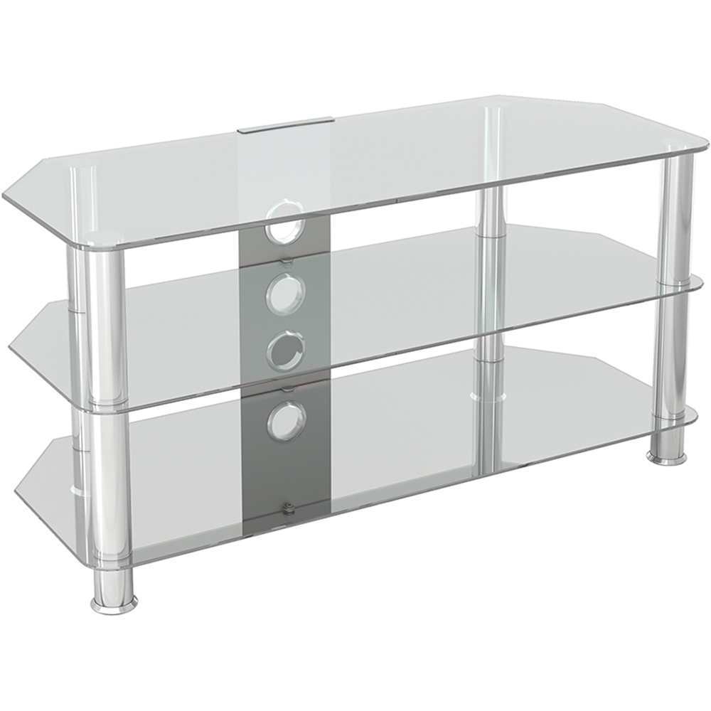 AVF Classic 3 Shelf Clear and Chrome Corner TV Stand Image 2