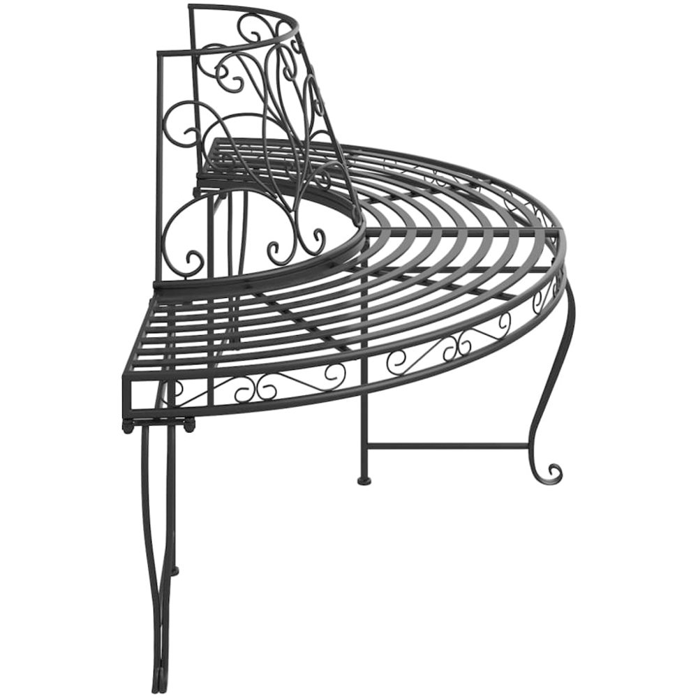 vidaXL Black Steel Half Round Tree Bench Image 4