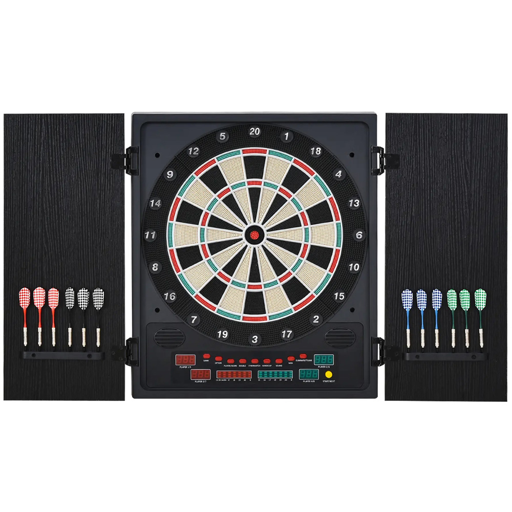 HOMCOM Electronic Dartboard Cabinet with 12 Darts and LED Scoreboard Image 1