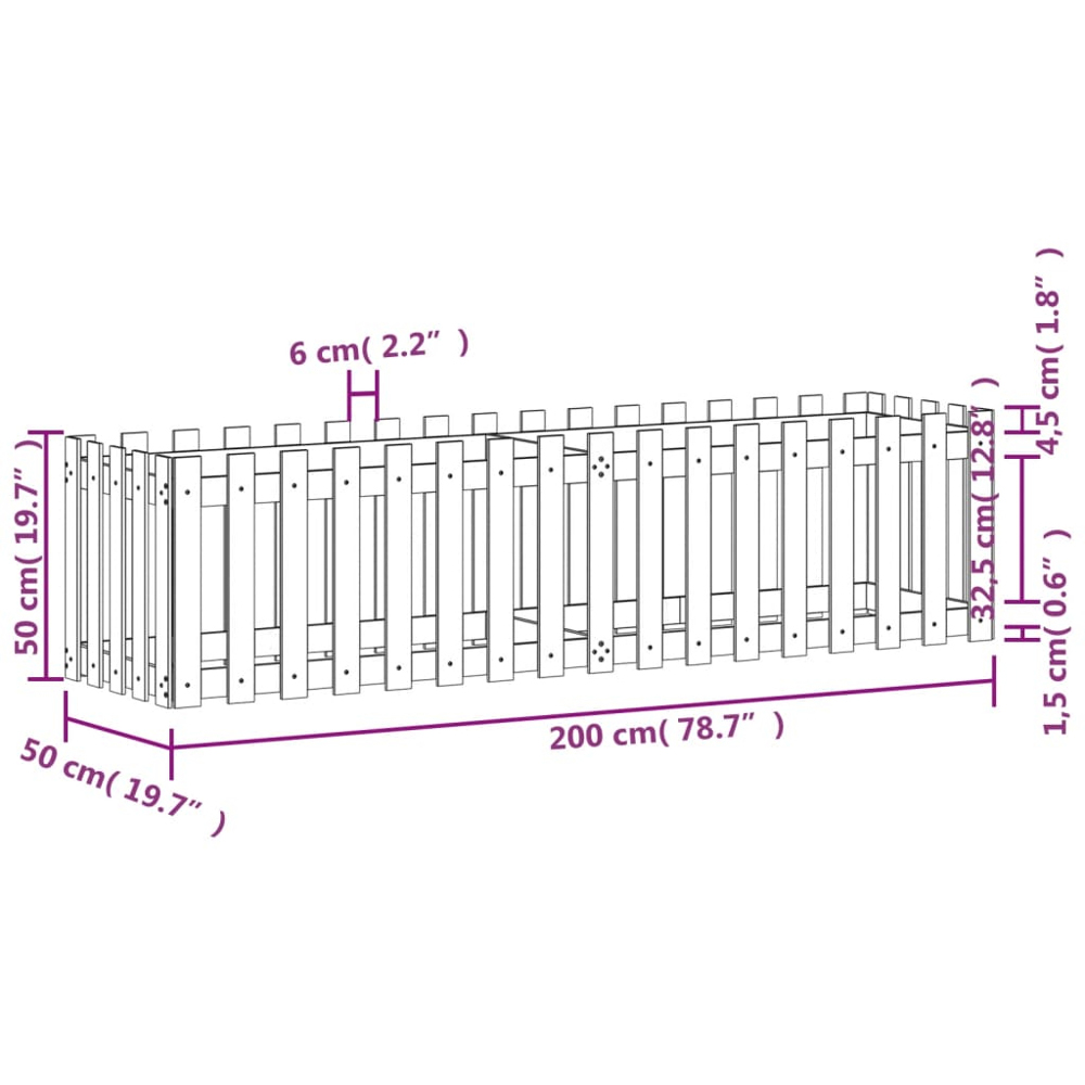 vidaXL Brown Impregnated Solid Pine Wood Raised Garden Bed 50 x 200 x 50cm Image 8