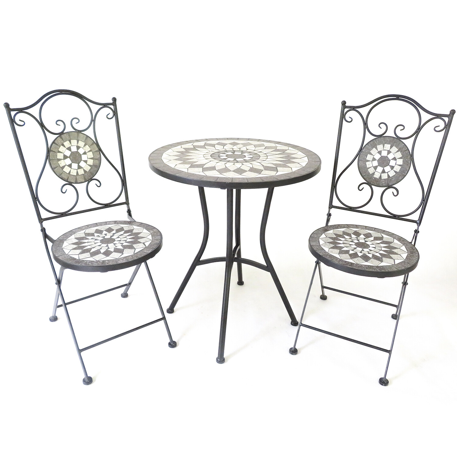 Iron 2 Seater Mosaic Bistro Set Grey Image 2