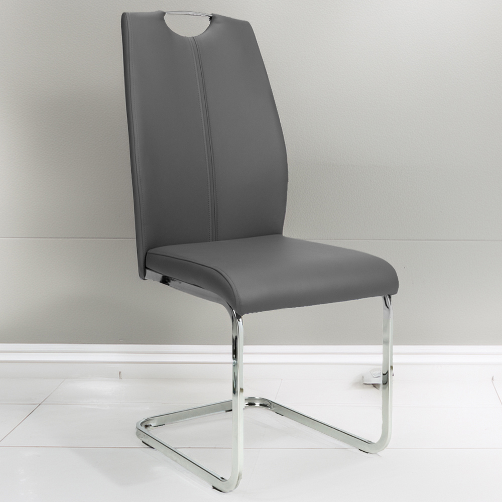Toledo Set of 4 Grey Leather Effect Dining Chairs Image 1