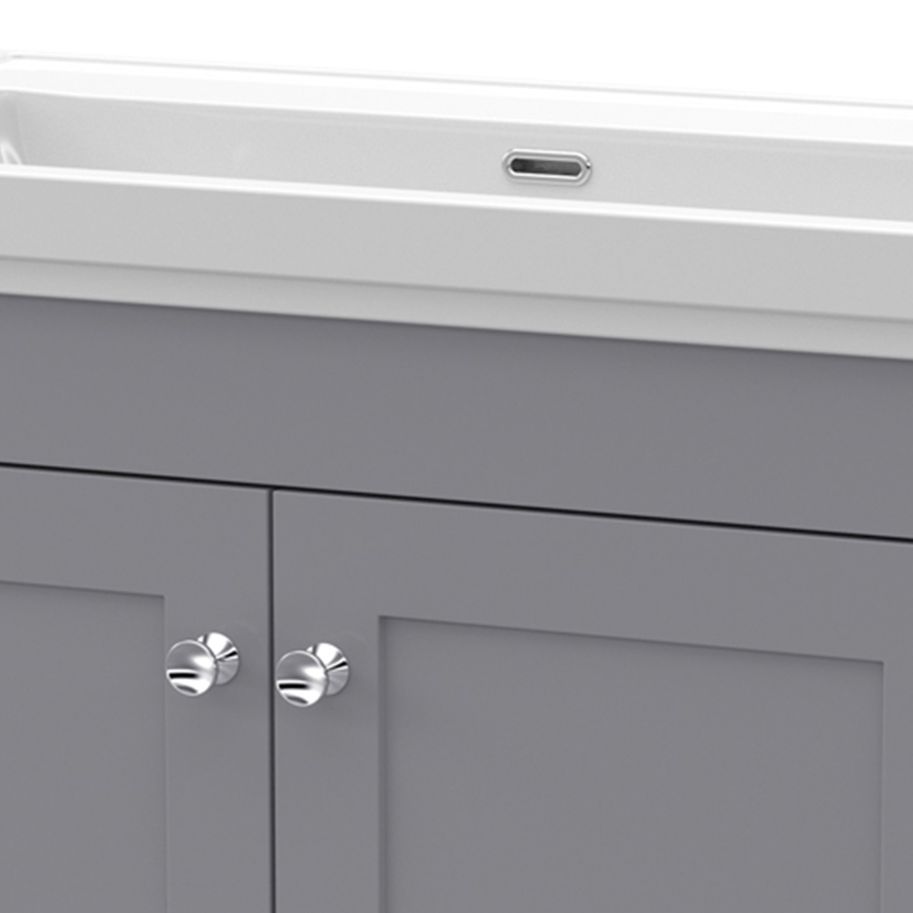 nuie Classique 2 Door Satin Grey Floor Standing Unit and 0 Tap Hole Fireclay Basin 800mm Image 2