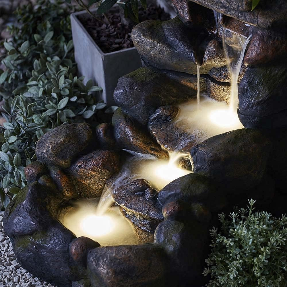 Serenity Tall Tumbling Rock Wall Mains Powered LED Water Feature Image 4
