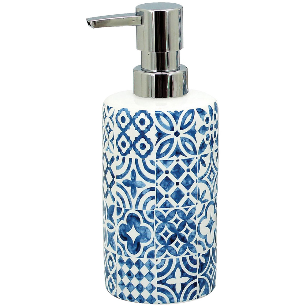 Santorini White and Blue Soap Dispenser Image 1