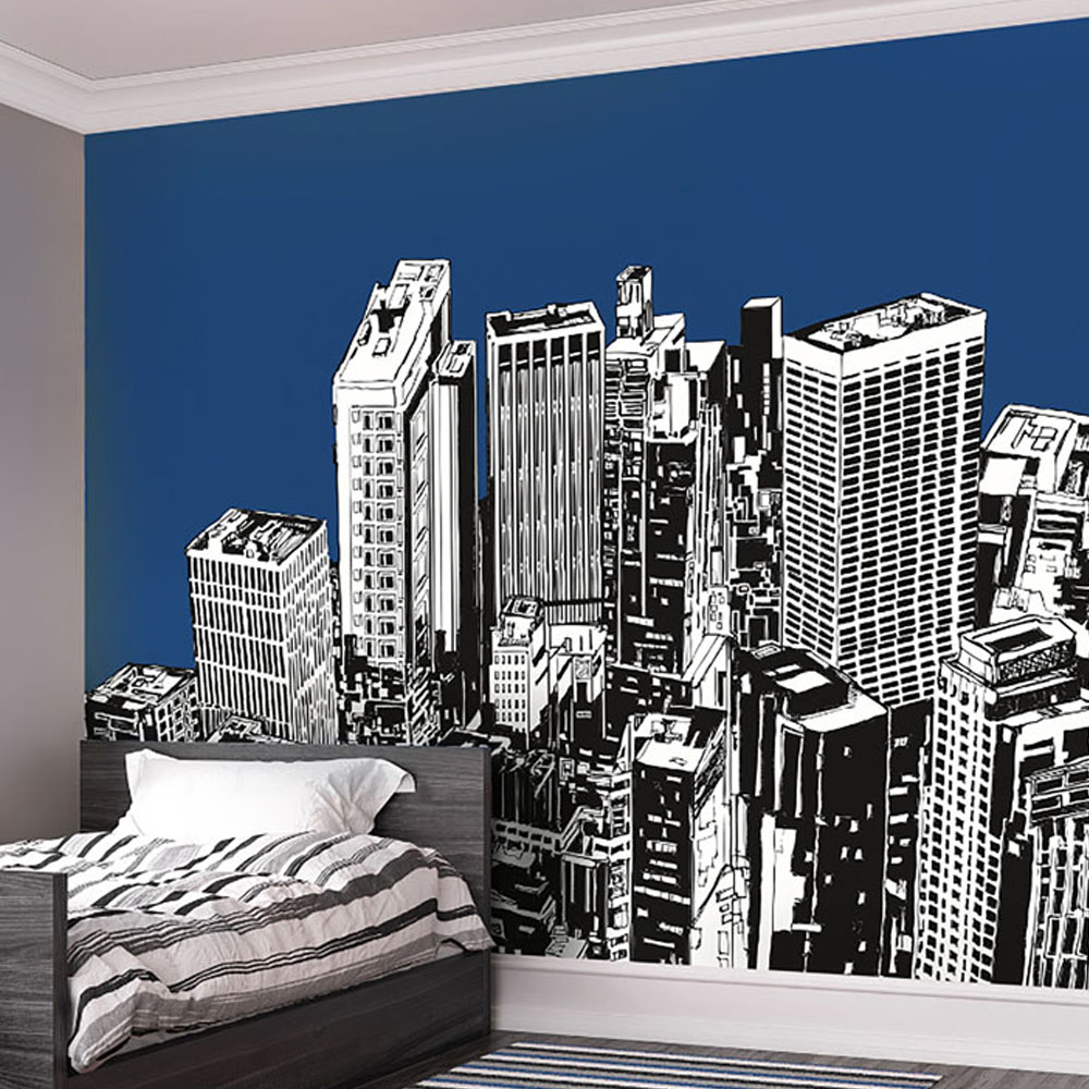 Origin Murals Urban City Skyscrapers Gold Wall Mural Image 1