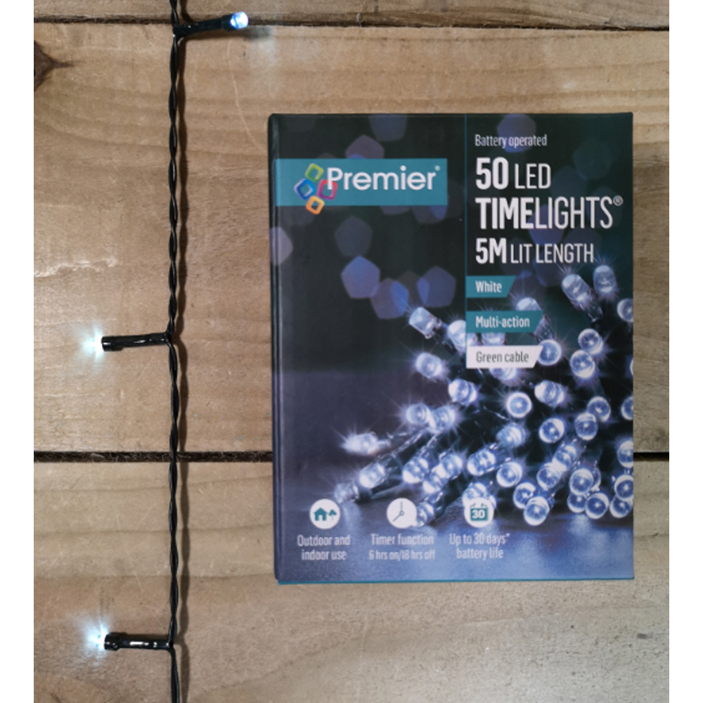 Premier TimeLights 50 Cool White LED Multi-Function Christmas String Light 5m Image 3