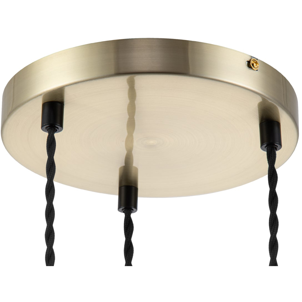 Cosylyte Maple Brushed Brass Ribbed Glass 3 Light Cluster Pendant Light Image 6