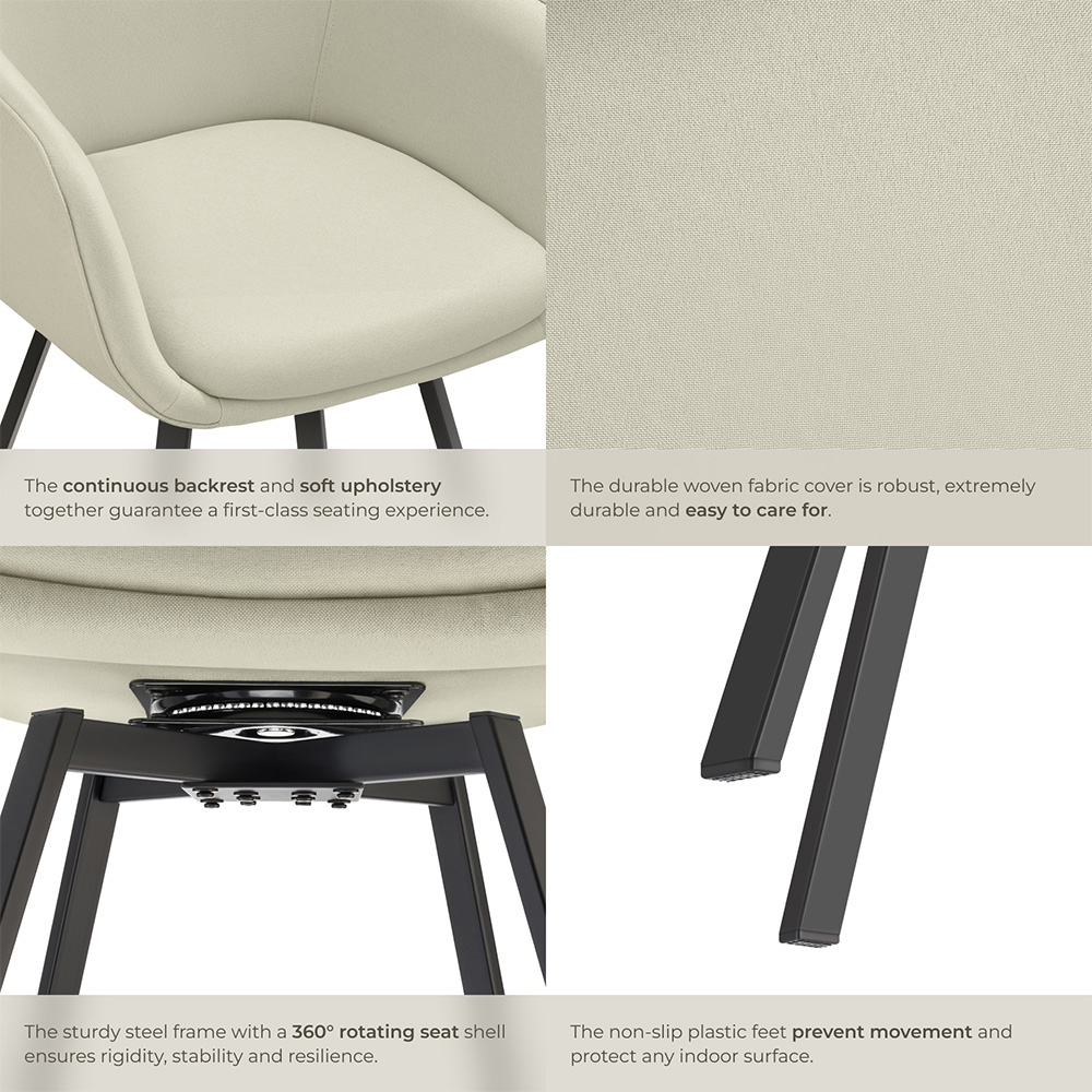 tectake Alicon Set of 2 Greige Dining Chair Image 5
