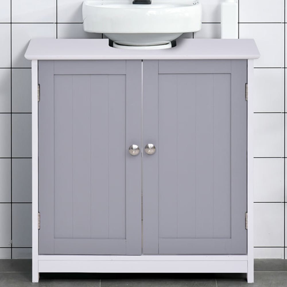 Kleankin Vanity Cabinet White Grey Image 1