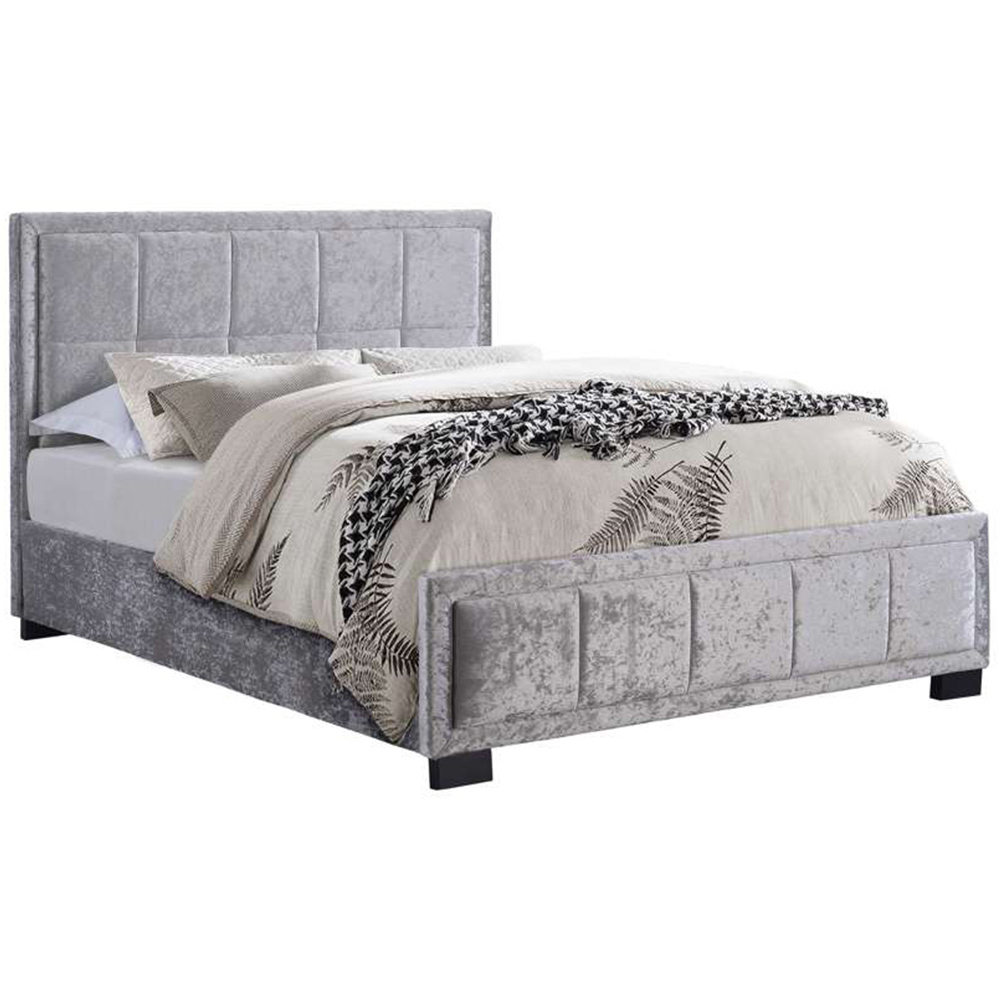 Hannover Double Grey Velour Bed Frame Image 2