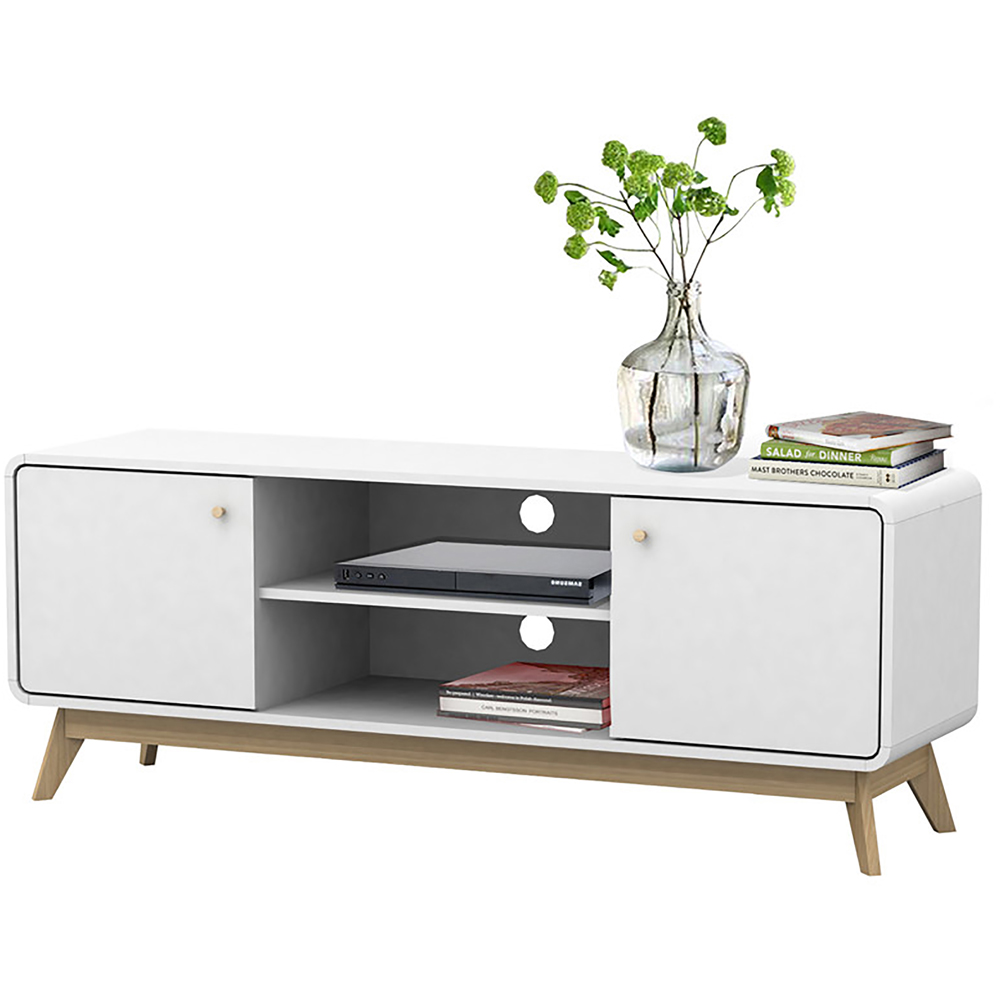 Loft24 Cassie 2 Door 2 Shelf White TV Stand Image 5