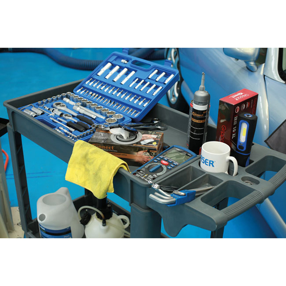 Laser 8089 Twin Level Black Workshop Utility Cart Image 2