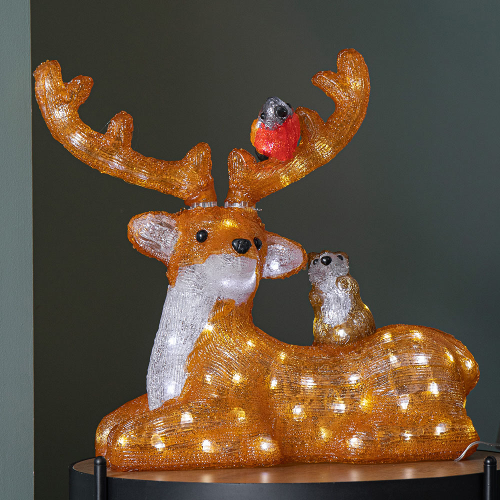 Samuel Alexander Warm White LED Light Up Acrylic Sitting Deer with Animals Christmas Decoration 40cm Image 8