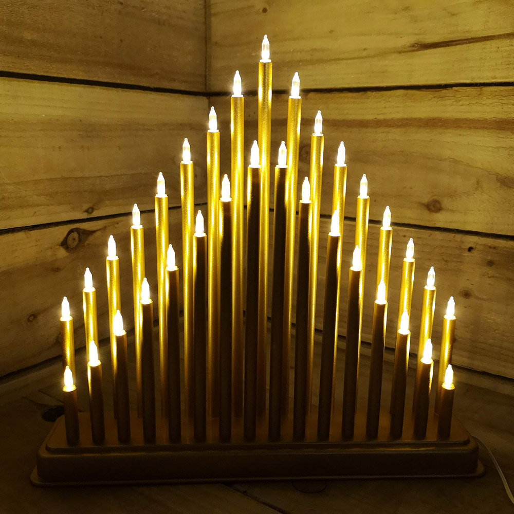 Premier 33 LED Gold Christmas Candle Bridge Image 6