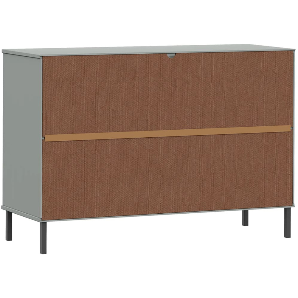 vidaXL 2 Door 2 Drawer Single Shelf Grey Solid Pine Wood Sideboard Image 7