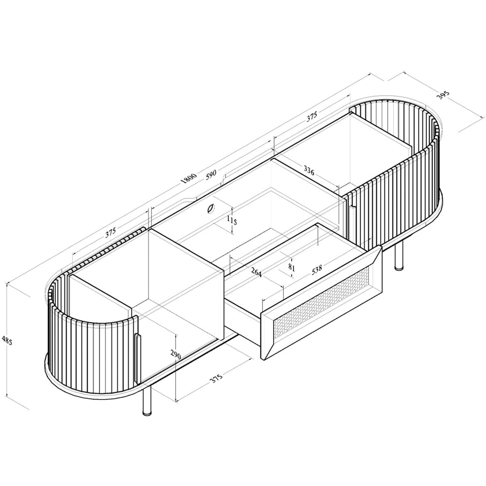 Kudl LV55 2 Door Single Shelf Light Oak TV Unit Image 5