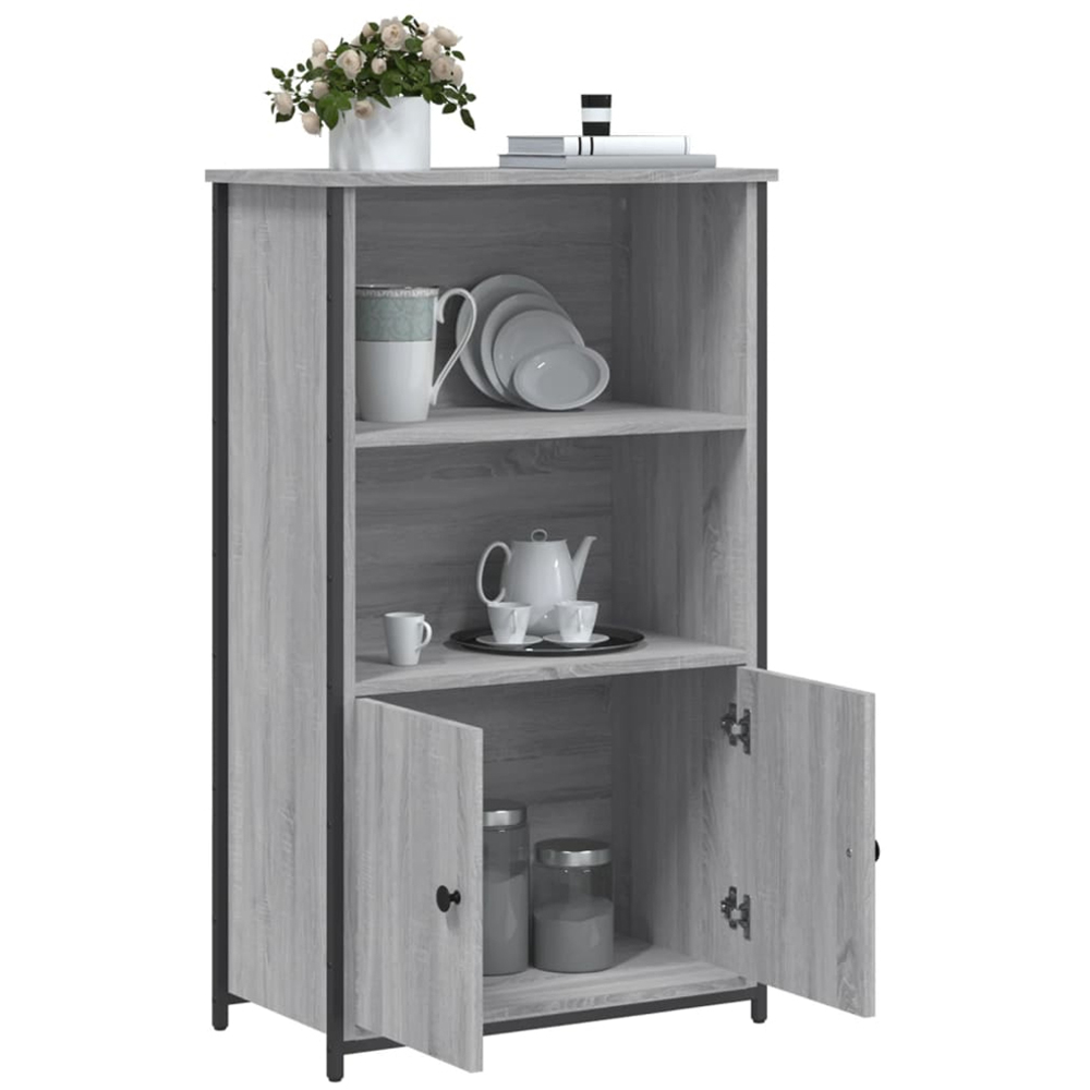 vidaXL 2 Door 2 Shelf Grey Sonoma Highboard Image 4