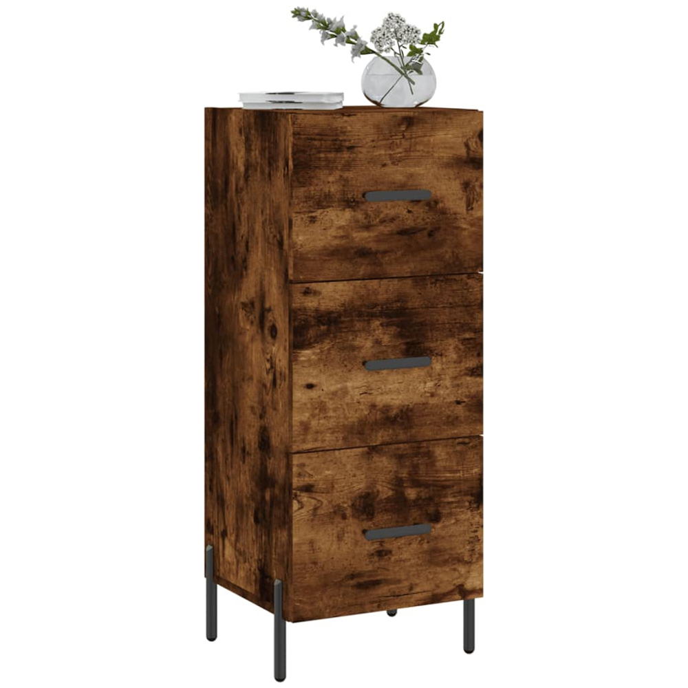 vidaXL 3 Drawer Smoked Oak Sideboard Image 3
