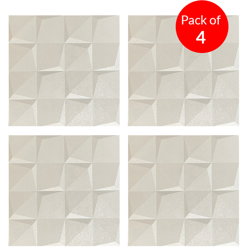 Britwall Luxury Angular 3D Grid PU Leather Wall Panel 600 x 600mm 4 Pack Image 2