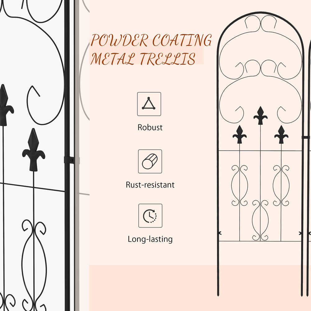 Outsunny Metal Scrolls Design Trellis Frames Garden Planter 2 Pack Image 6