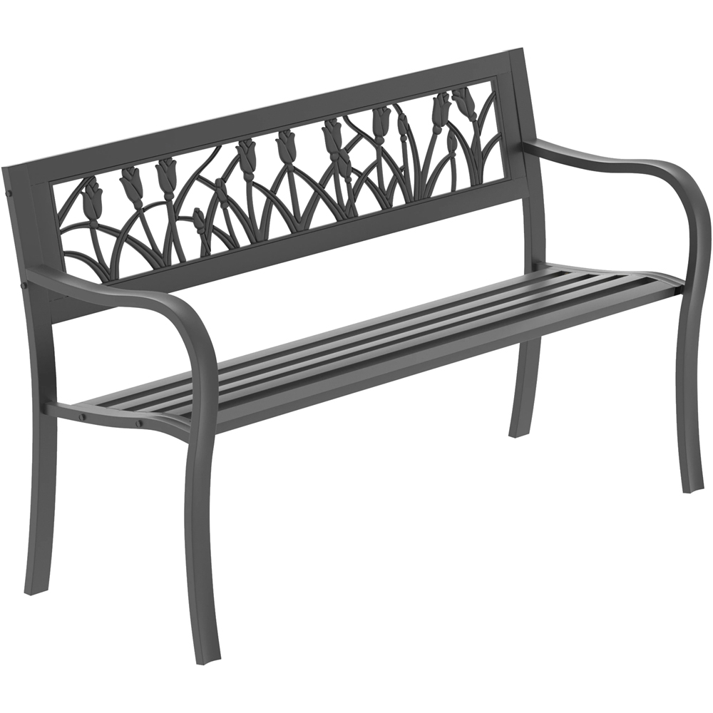 GARDEN VIDA Tulip Style Steel Garden Bench Image 2