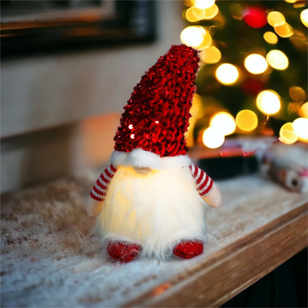 Xmas Haus Red Sparkly Light Up Festive Gonk Decoration Image 4