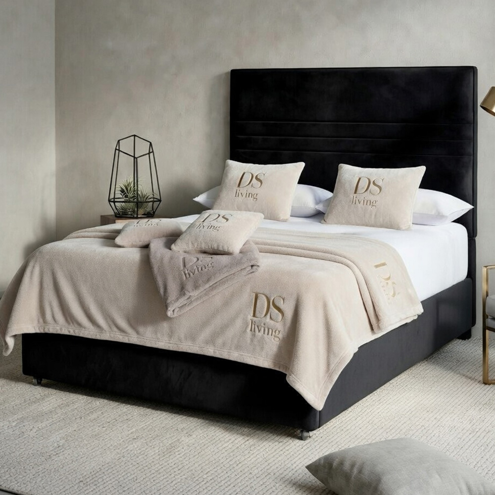 DS Living Harrington Double Black Plush Divan Bed Image 1