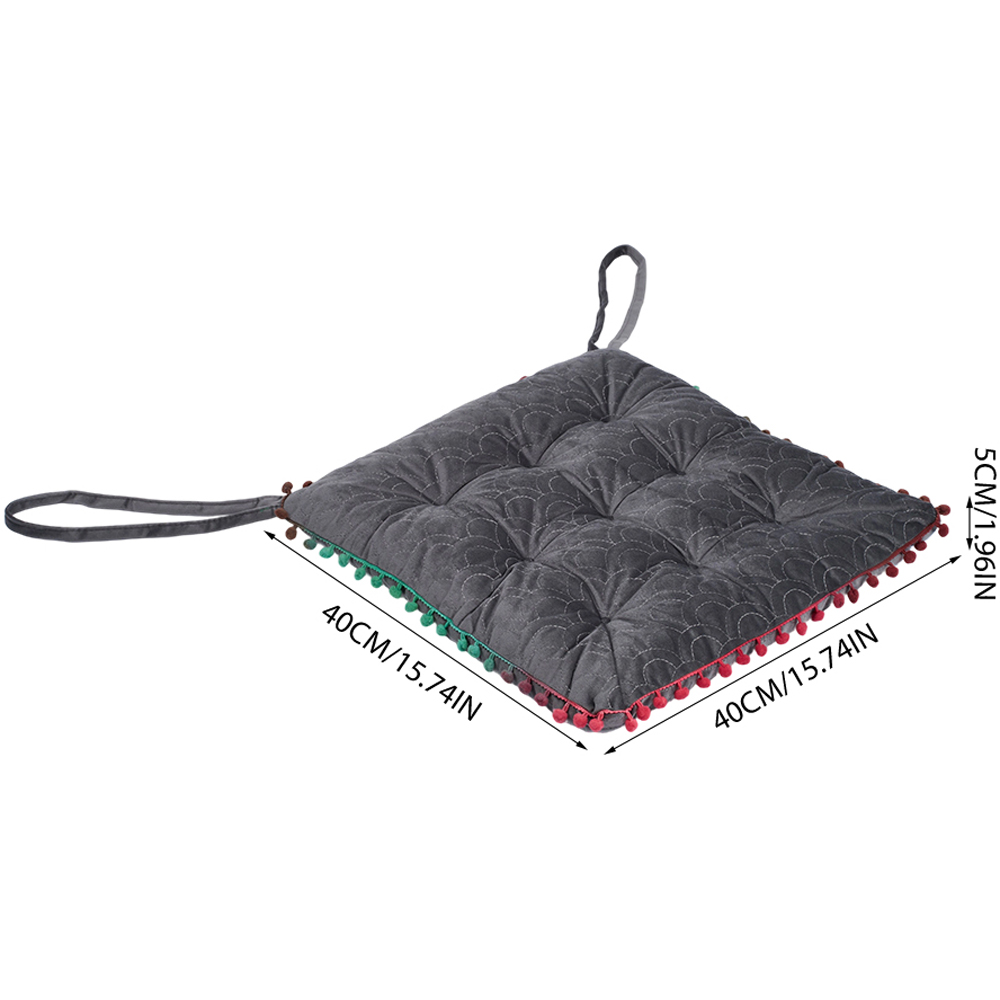 Living and Home Grey Soft Chair Cushion with Pom Pom Trim 40 x 40cm Image 8